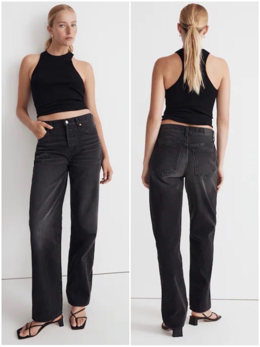 MADEWELL Women’s Size 28 Black Kent Wash‎ Rigid Low Slung Straight Jeans NM209